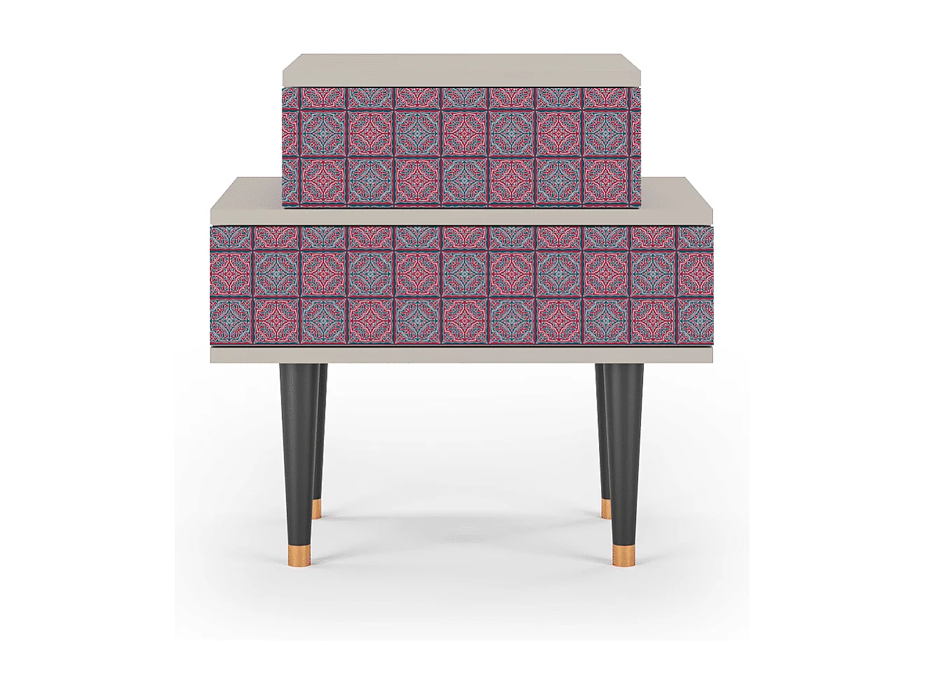 Stolik nocny - 58х58х41 cm - NS1 - Riviera Mosaic, Piaskowy