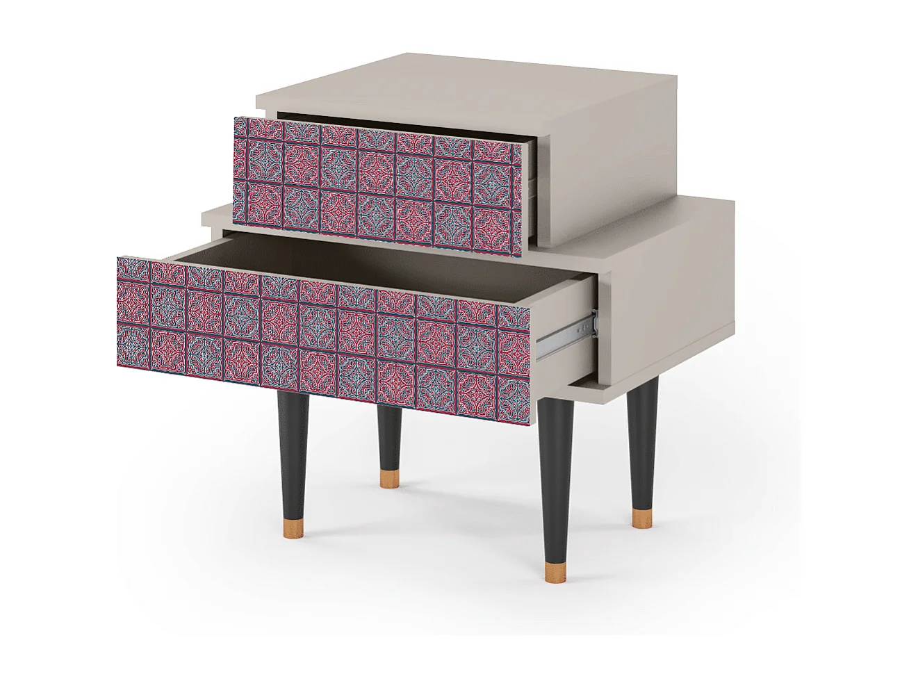 Stolik nocny - 58х58х41 cm - NS1 - Riviera Mosaic, Piaskowy