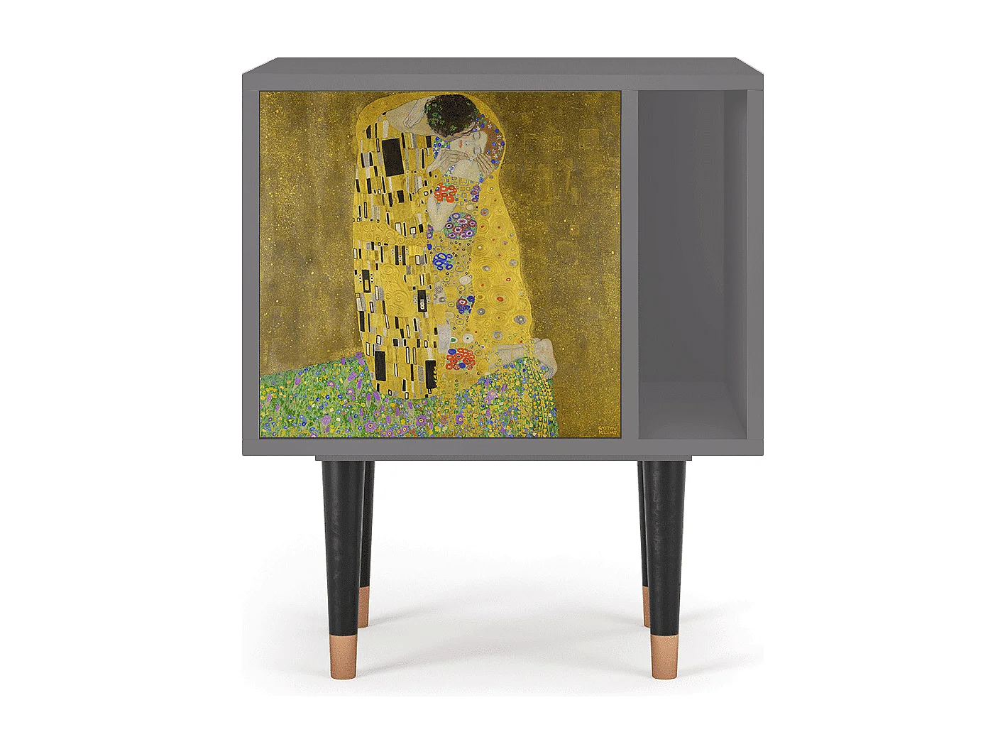 Stolik nocny - 57х69х48 cm - S2 - The Kiss by Klimt , Szary