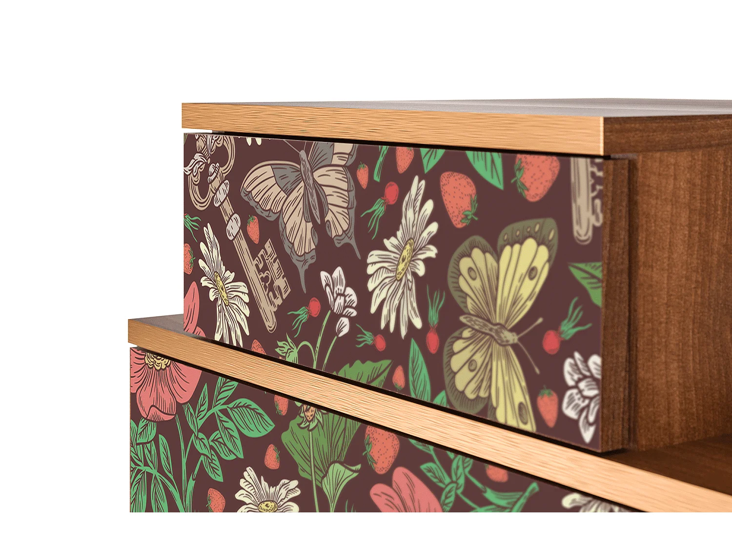 Comodino - 58х58х41 cm - NS1 - Alice in Wonderland, Noce