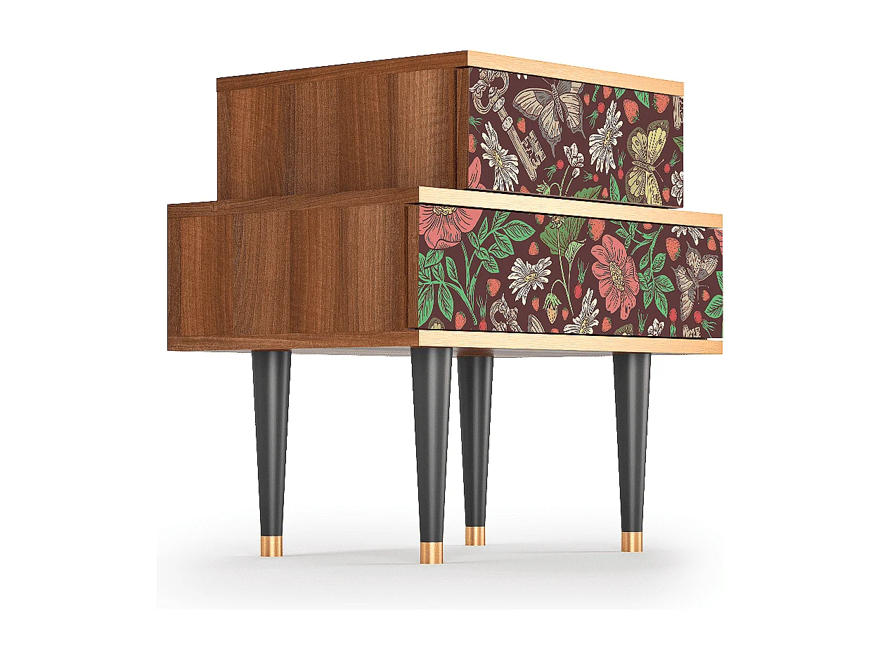 Table de nuit - 58х58х41 cm - NS1 - Alice in Wonderland, Noyer