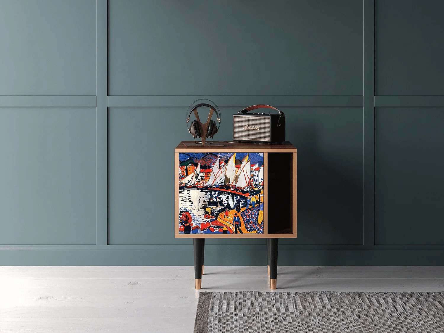 Table de nuit - 57х69х48 cm - S2 - Le Séchage des voiles , Noyer