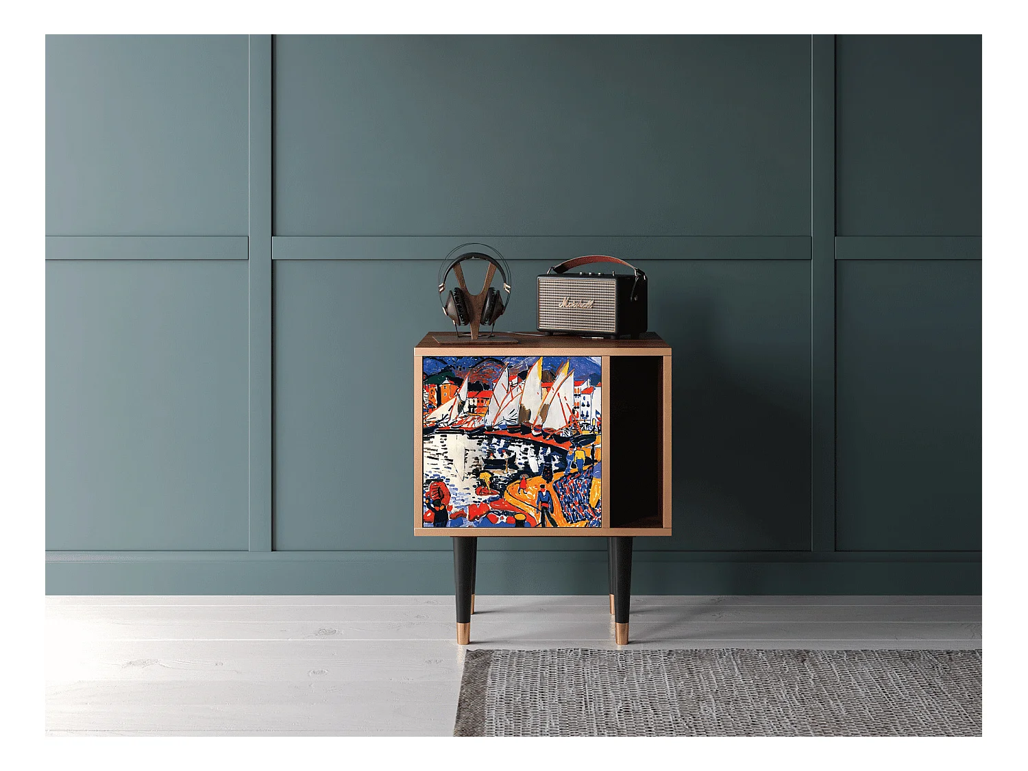 Table de nuit - 57х69х48 cm - S2 - Le Séchage des voiles , Noyer