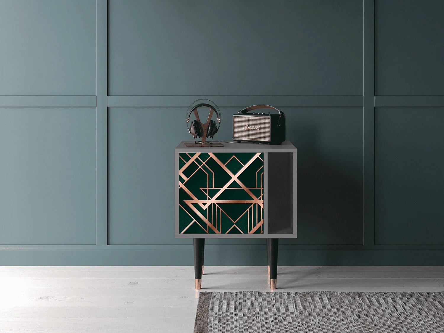 Table de nuit - 57х69х48 cm - S2 - Emerald Gatsby, Gris