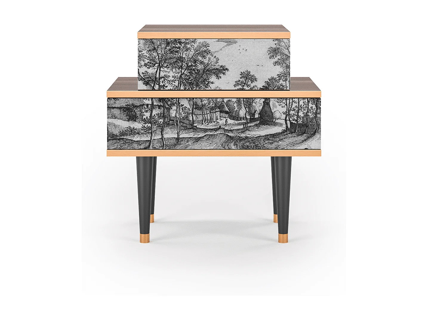 Stolik nocny - 58х58х41 cm - NS1 - Village Road, Orzech