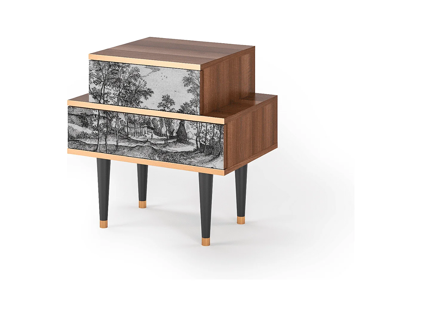 Stolik nocny - 58х58х41 cm - NS1 - Village Road, Orzech