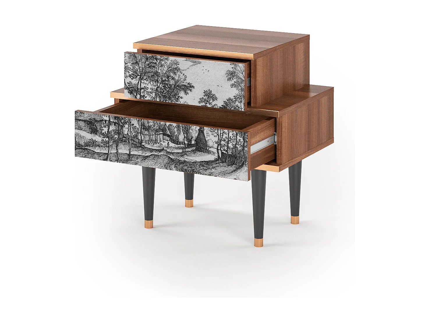 Stolik nocny - 58х58х41 cm - NS1 - Village Road, Orzech