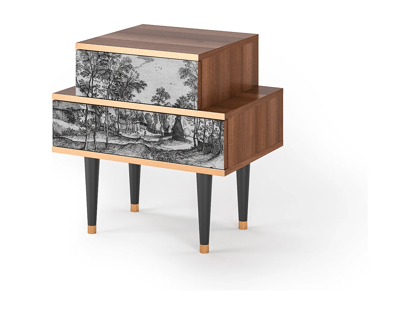 Table de nuit - 58х58х41 cm - NS1 - Village Road, Noyer