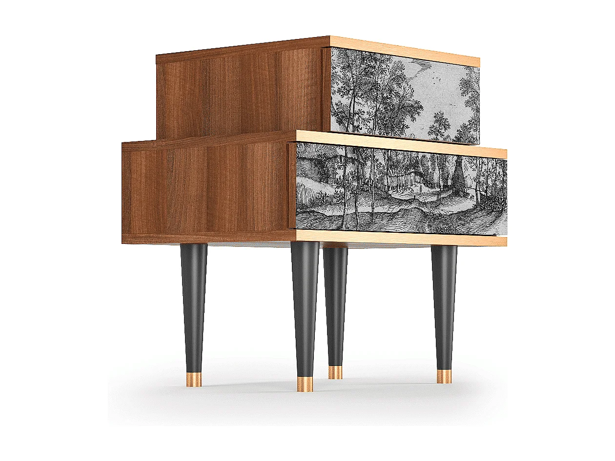 Table de nuit - 58х58х41 cm - NS1 - Village Road, Noyer