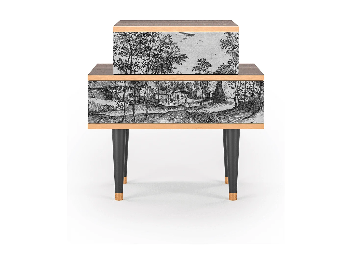 Criado-mudo - 58х58х41 cm - NS1 - Village Road, Nogueira