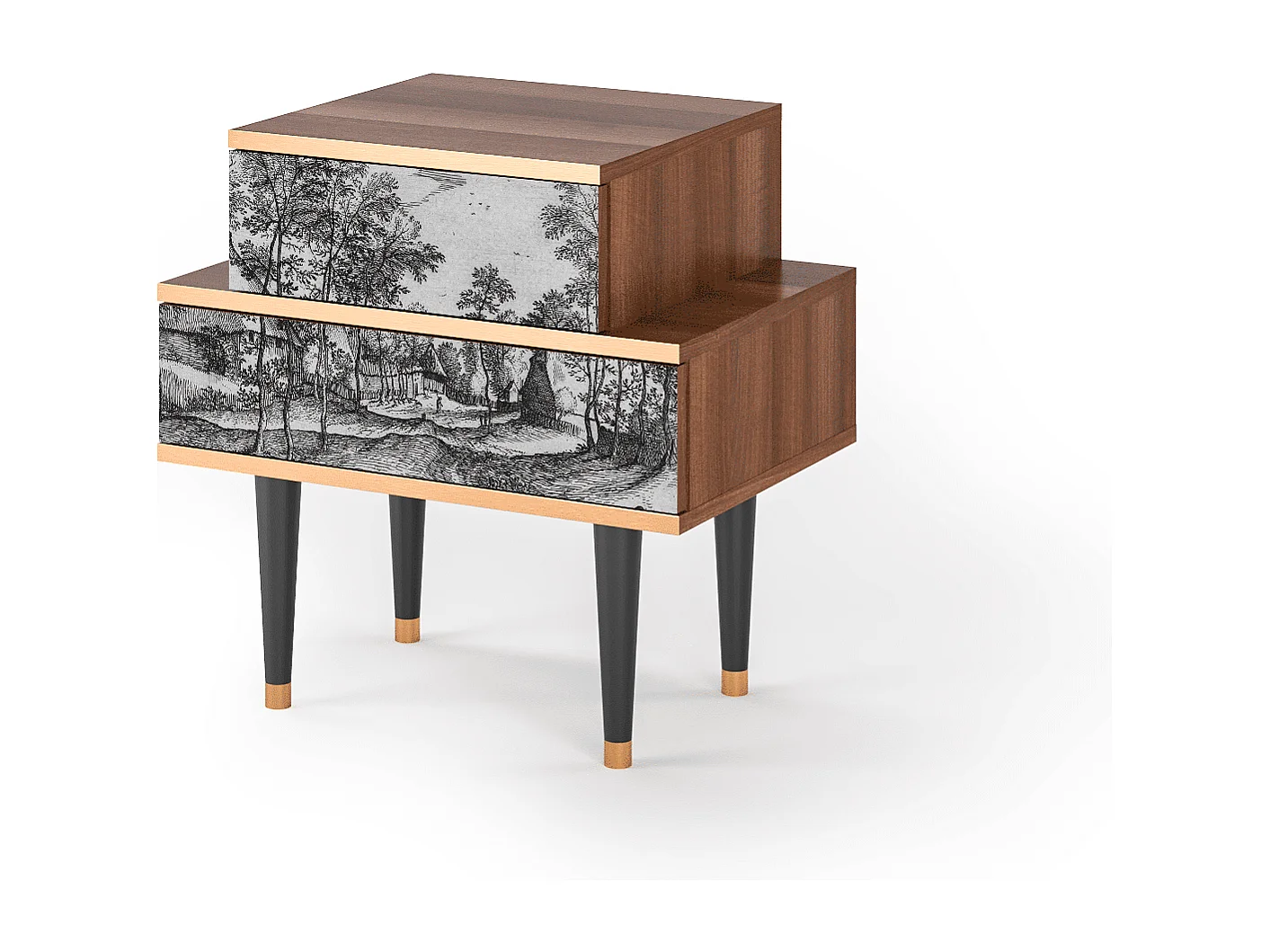 Criado-mudo - 58х58х41 cm - NS1 - Village Road, Nogueira