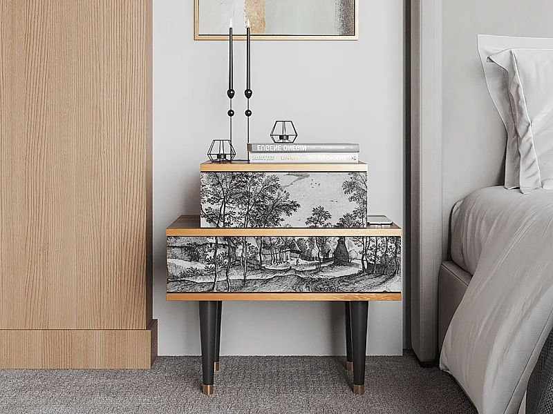 Table de nuit - 58х58х41 cm - NS1 - Village Road, Noyer