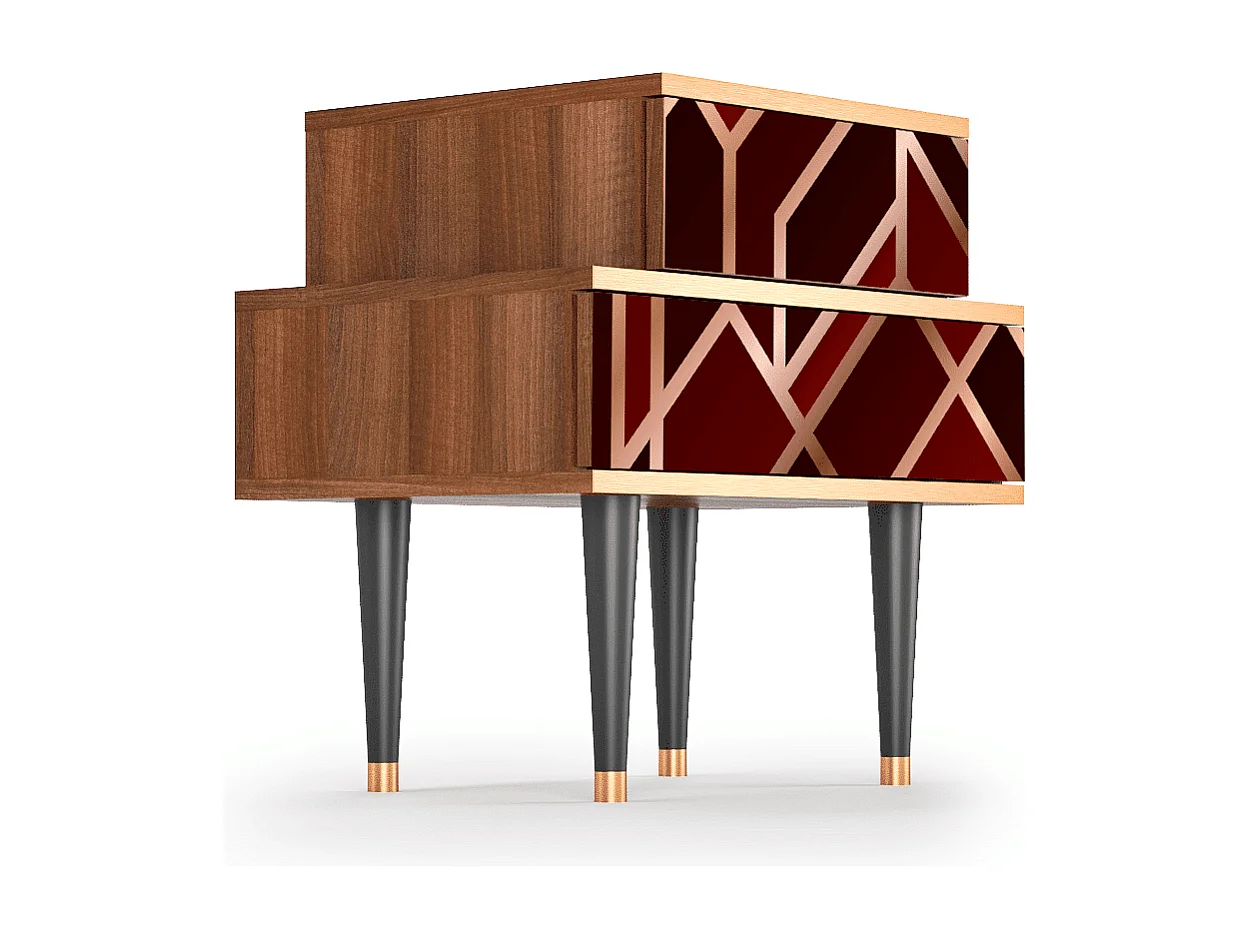 Stolik nocny - 58х58х41 cm - NS1 - Velvet 1920's, Orzech