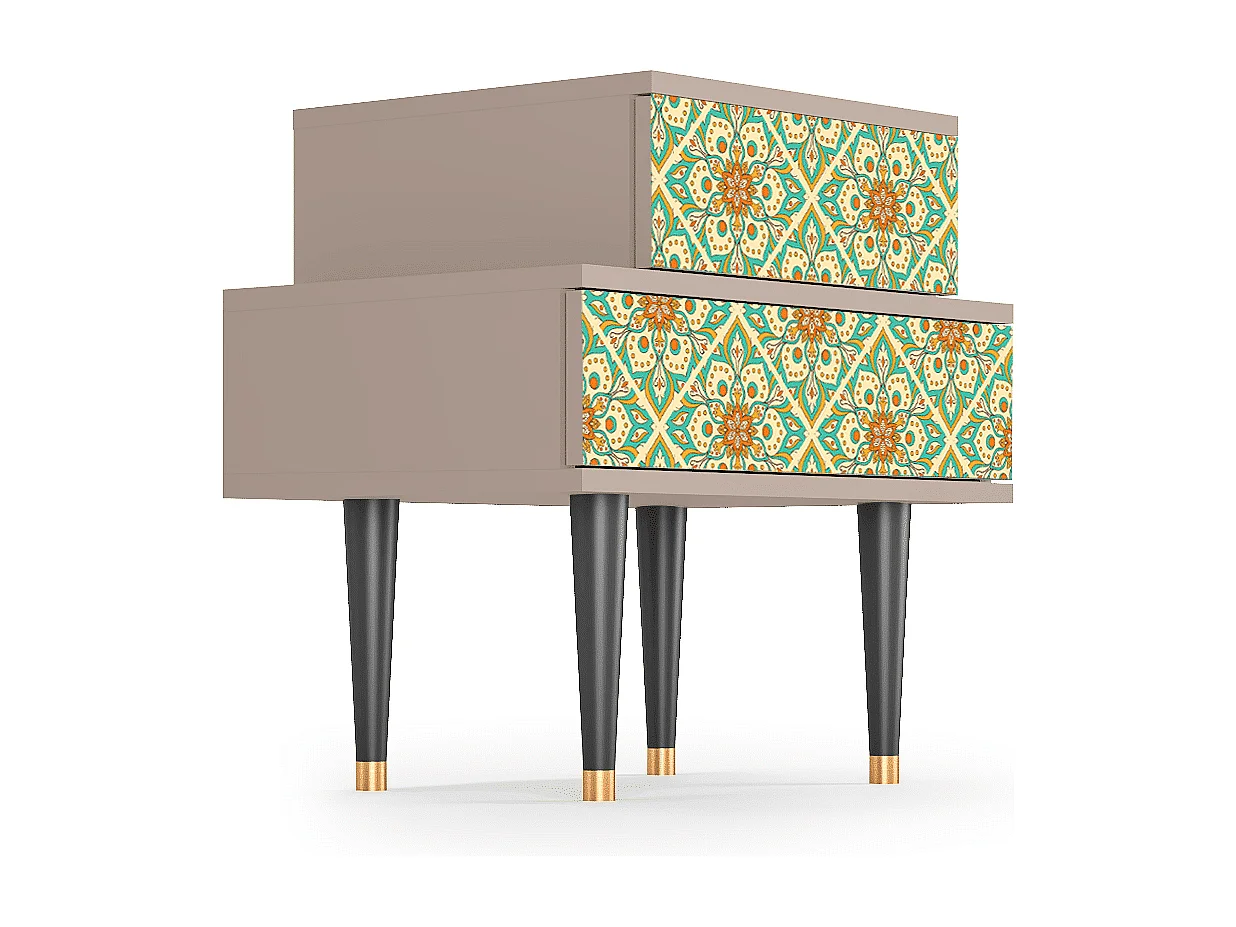 Table de nuit - 58х58х41 cm - NS1 - Hindu Daisy, Latte