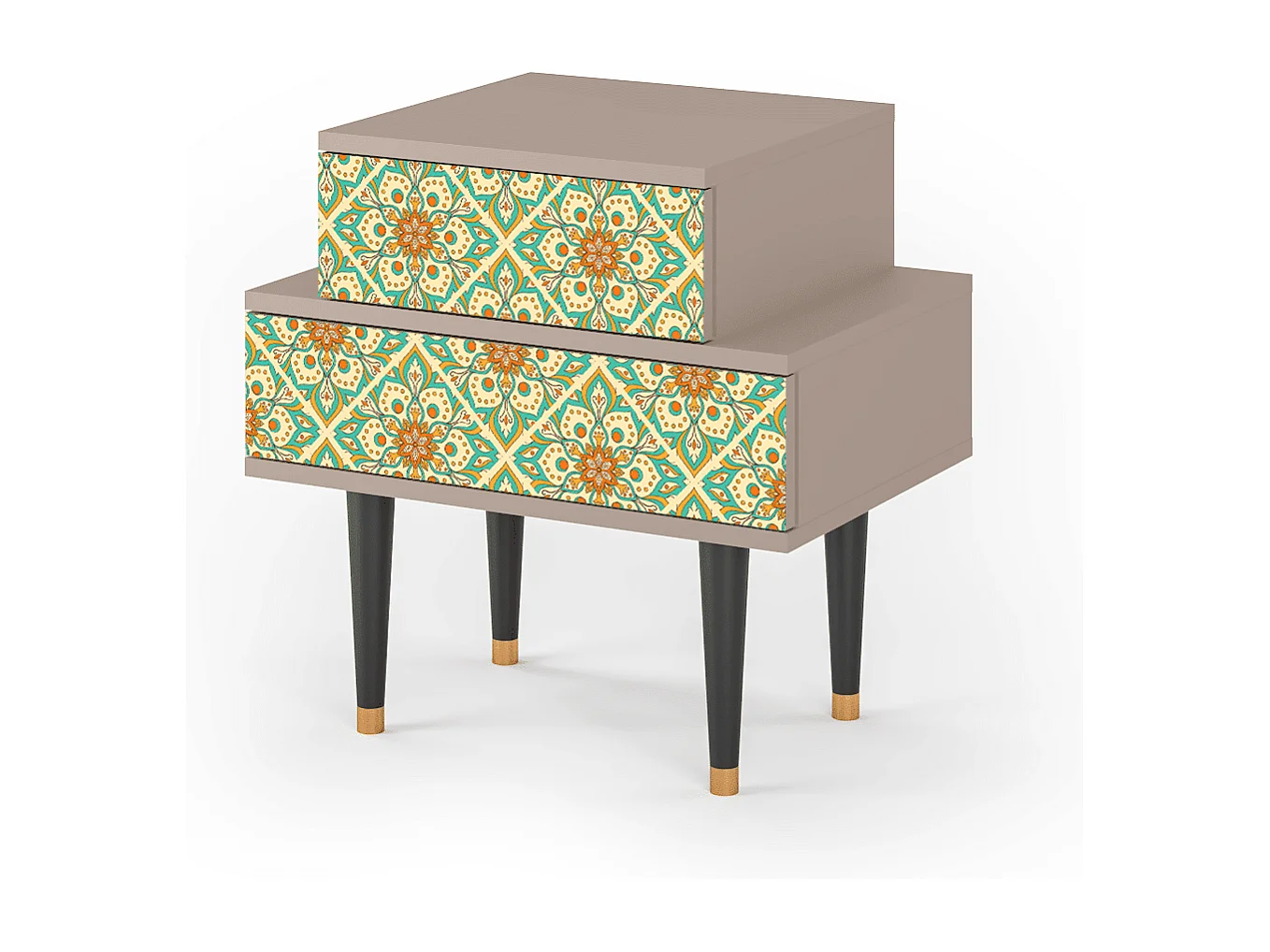 Table de nuit - 58х58х41 cm - NS1 - Hindu Daisy, Latte