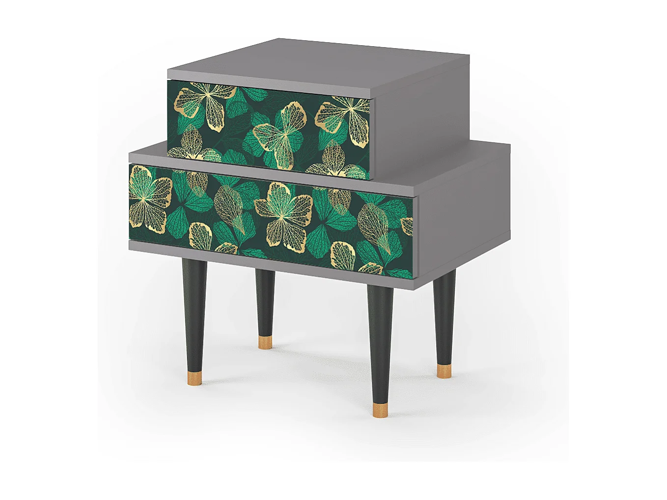 Stolik nocny - 58х58х41 cm - NS1 - Green Flower, Szary