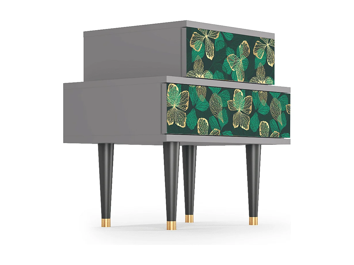 Stolik nocny - 58х58х41 cm - NS1 - Green Flower, Szary