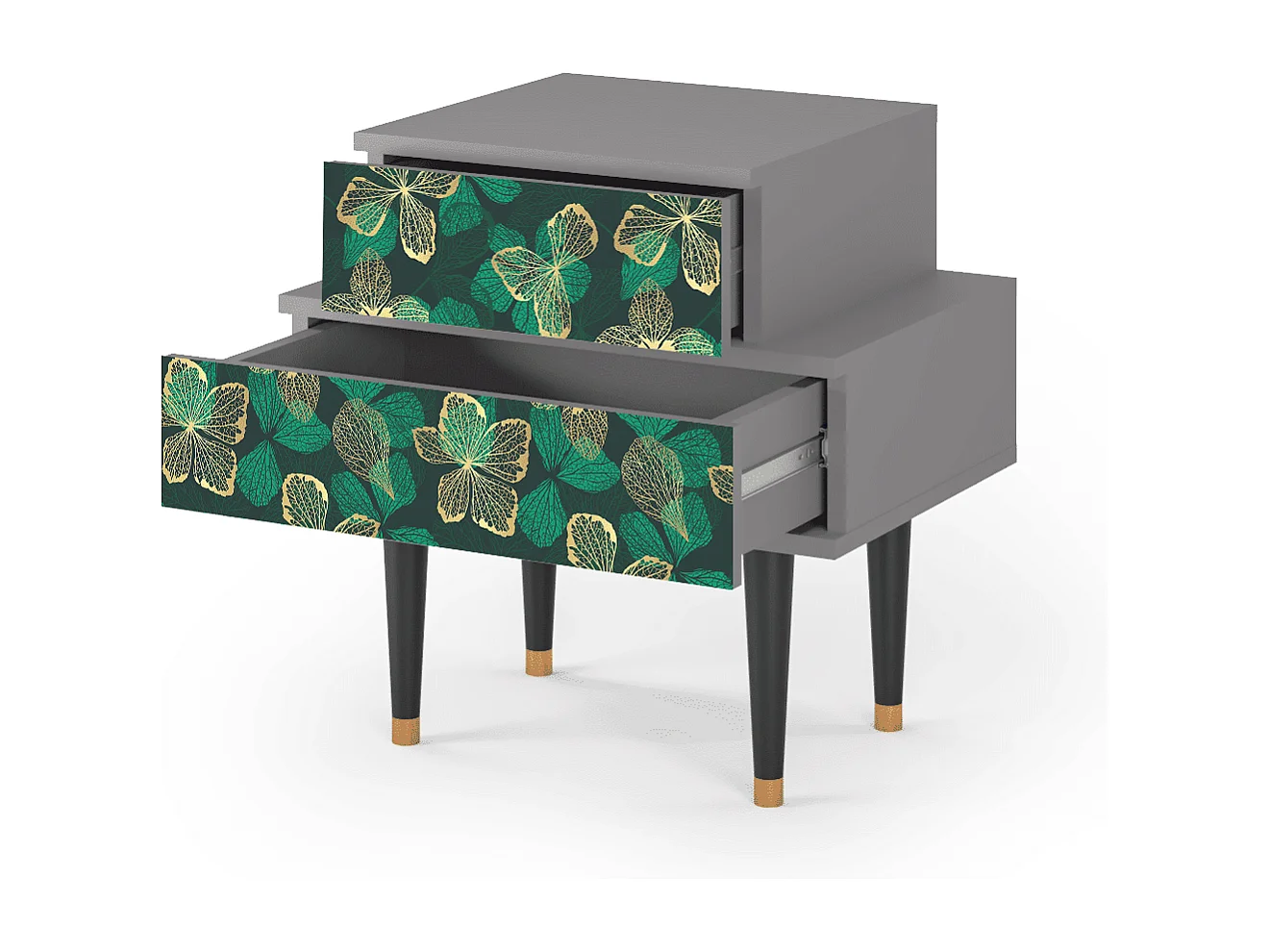 Stolik nocny - 58х58х41 cm - NS1 - Green Flower, Szary