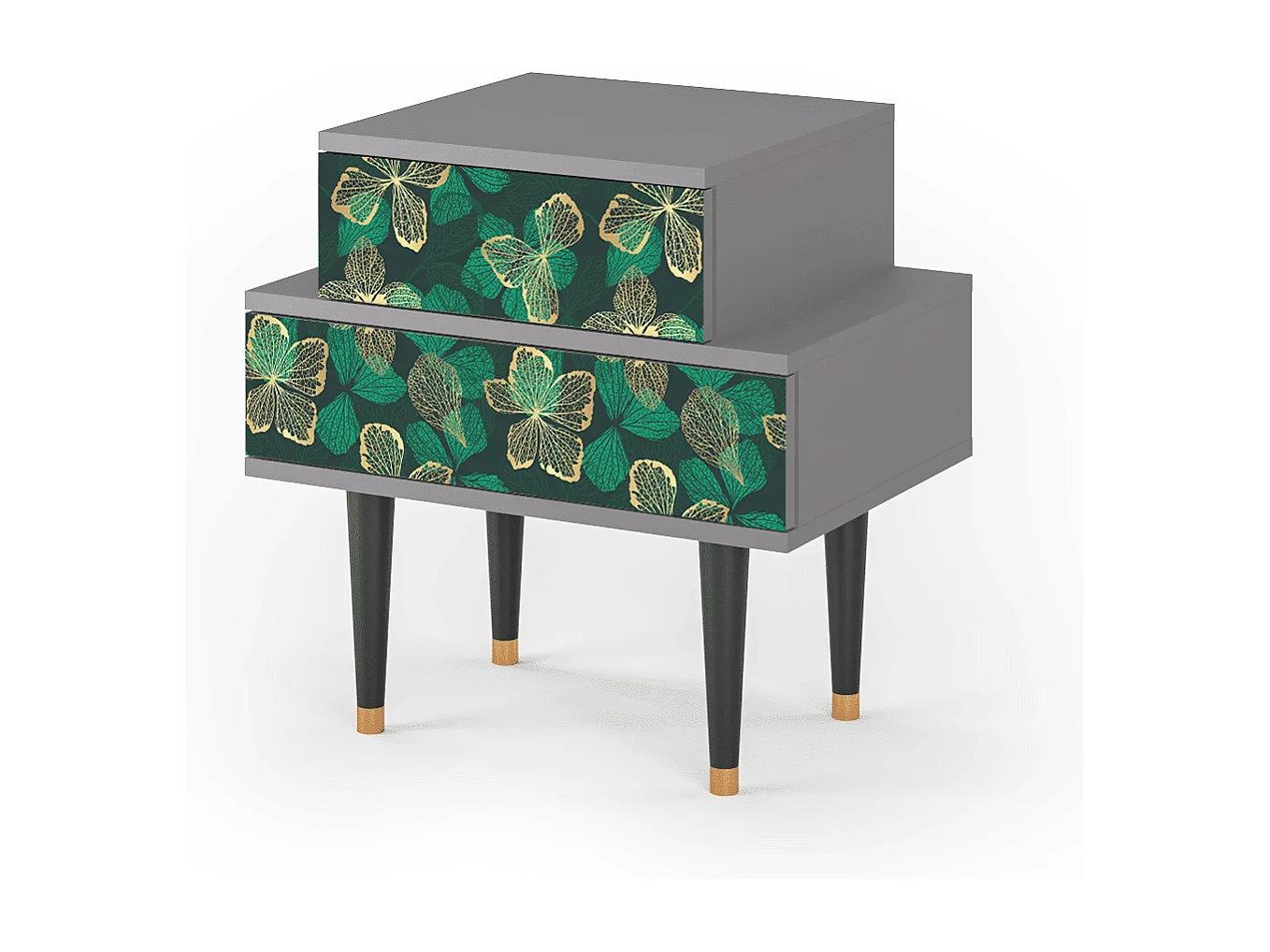 Stolik nocny - 58х58х41 cm - NS1 - Green Flower, Szary