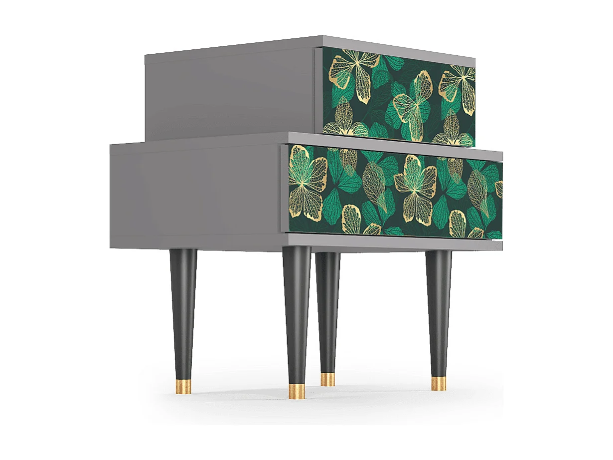 Stolik nocny - 58х58х41 cm - NS1 - Green Flower, Szary