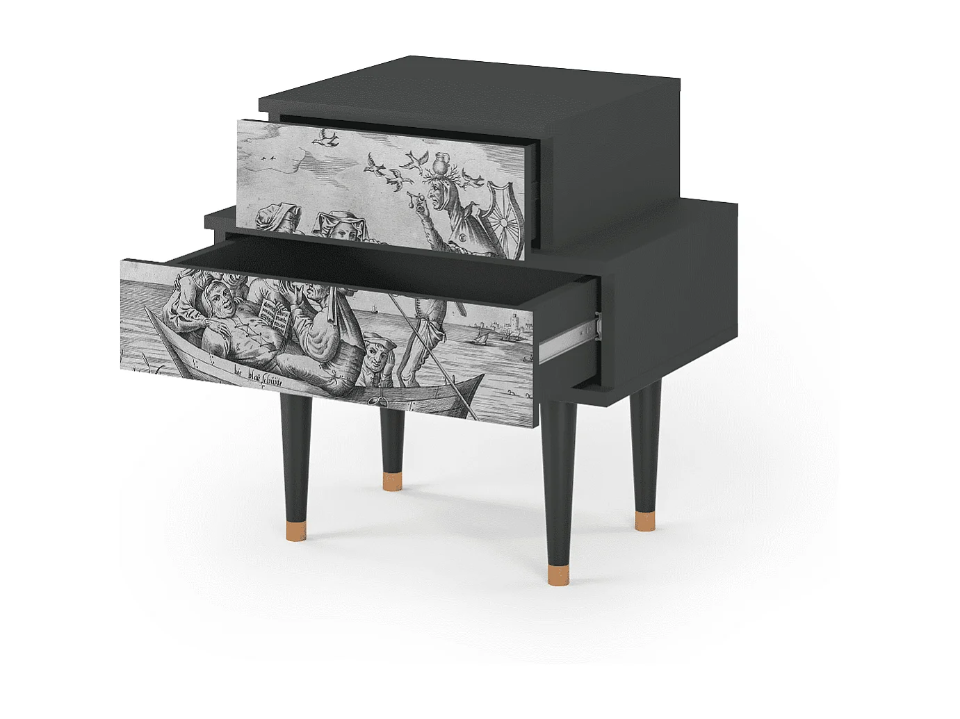 Stolik nocny - 58х58х41 cm - NS1 - Blau Schuyte, Antracyt