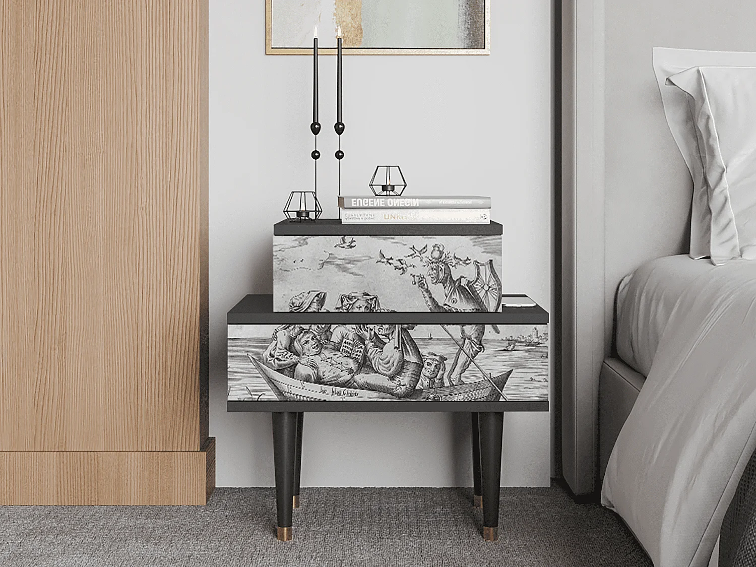 Criado-mudo - 58х58х41 cm - NS1 - Blau Schuyte, Antracite