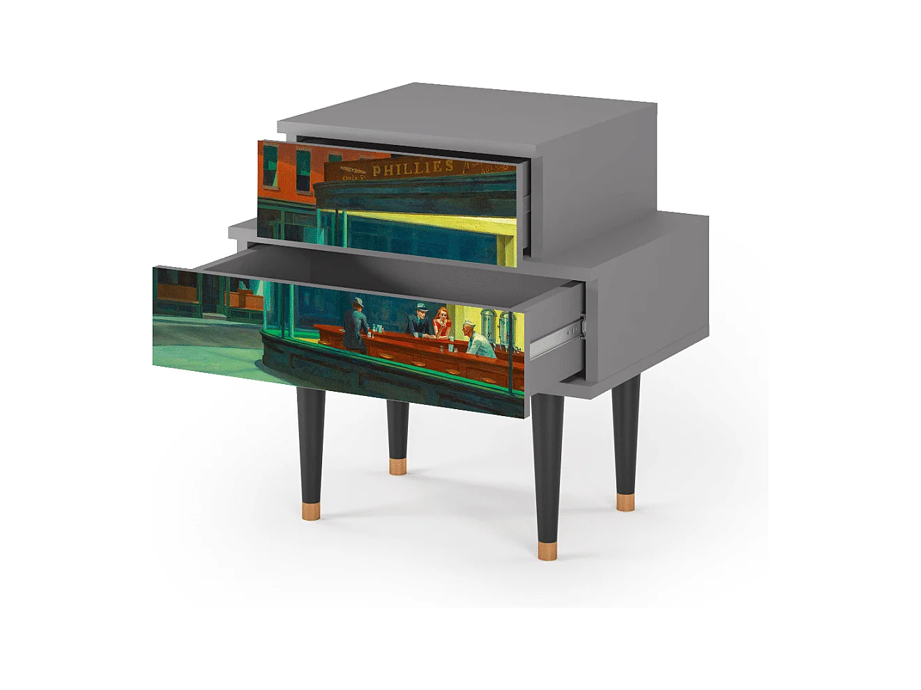 Table de nuit - 58х58х41 cm - NS1 - Nighthawks by Hopper, Gris