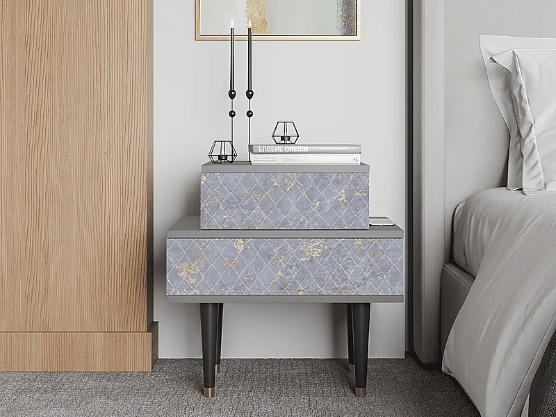 Comodino - 58х58х41 cm - NS1 - Golden Smoke, Grigio