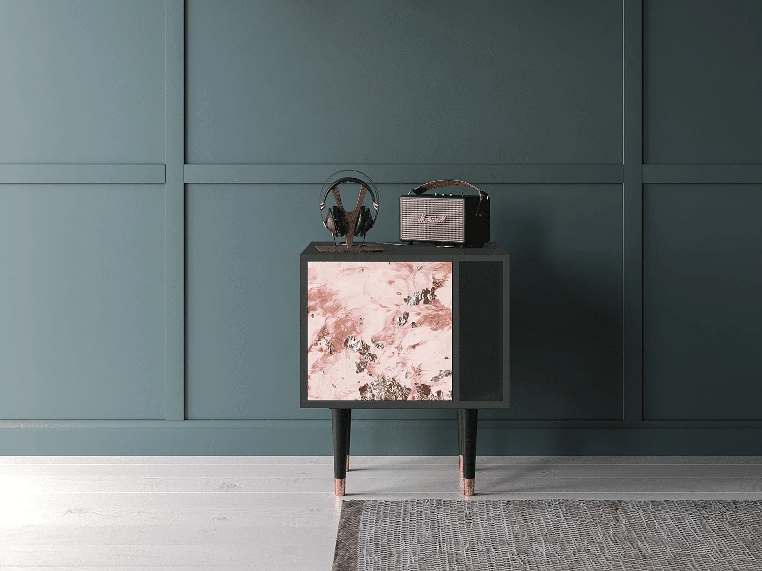 Stolik nocny - 57х69х48 cm - S2 - Cotton Candy, Antracyt