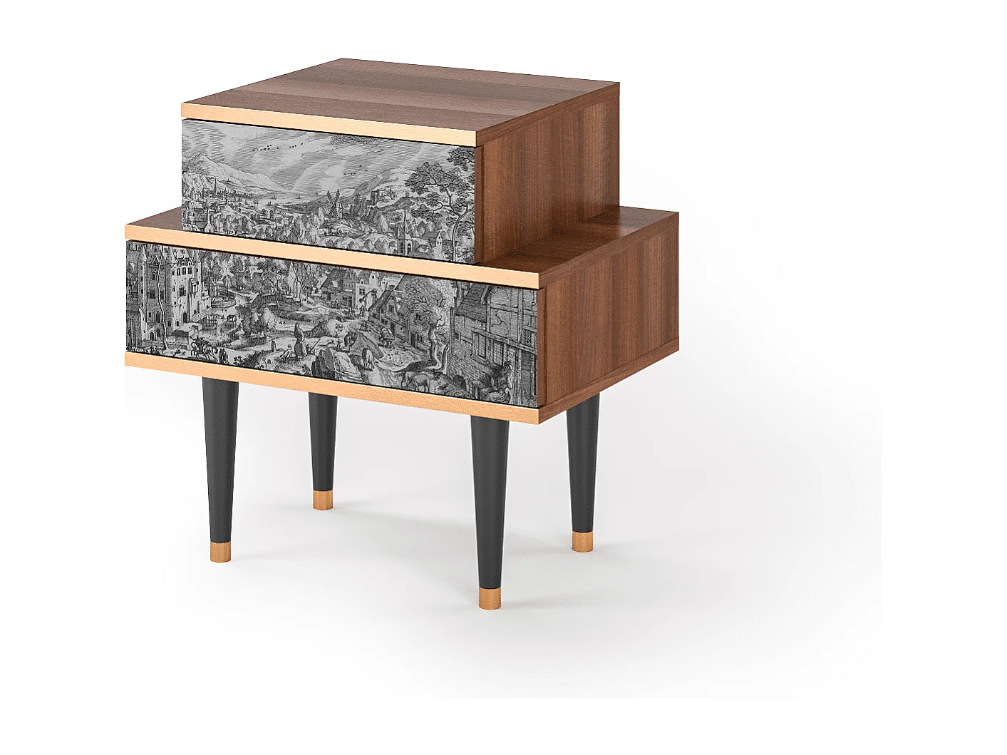 Nachtkastje - 58х58х41 cm - NS1 - Bird Dropping, Walnoot