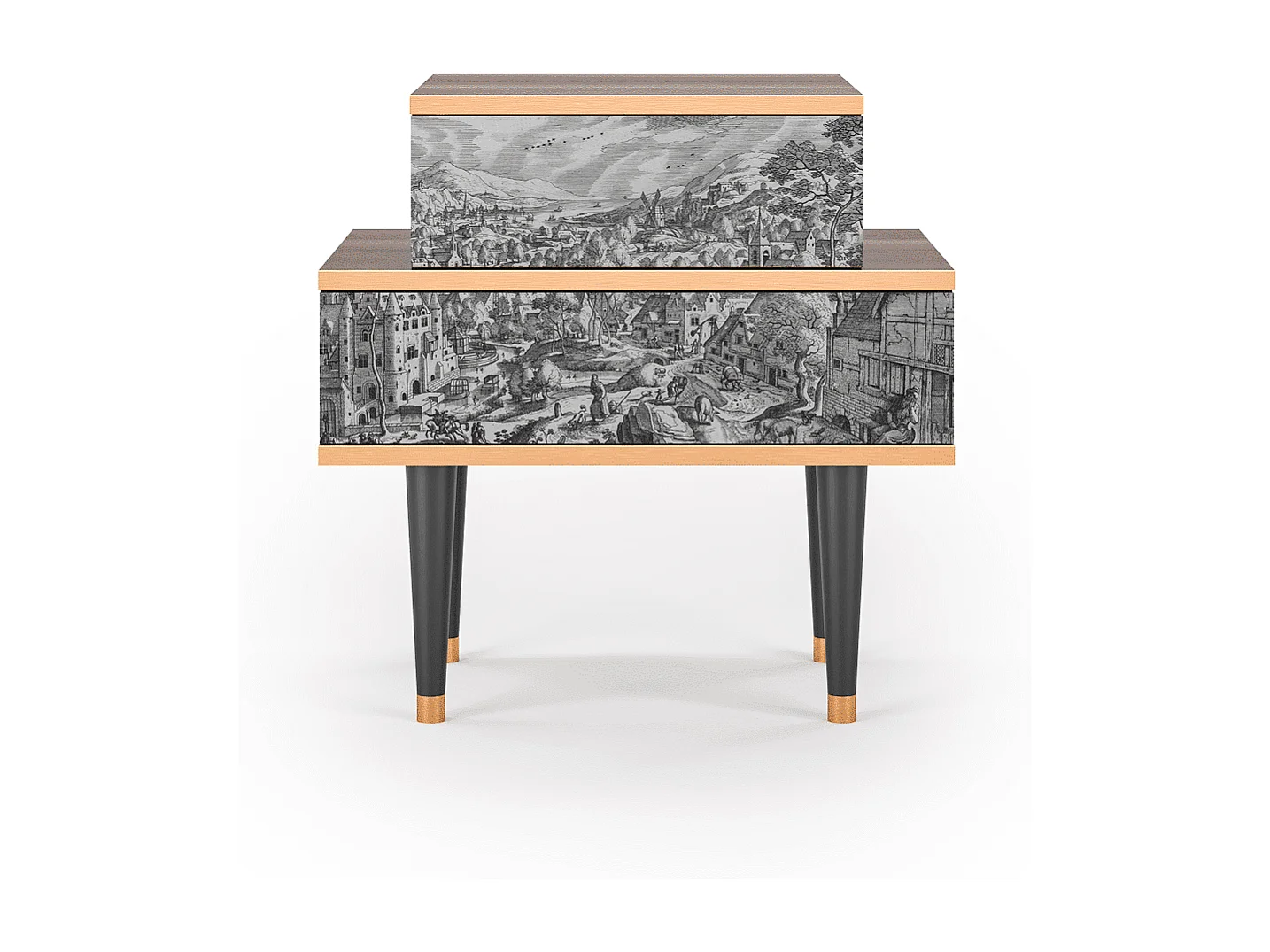 Table de nuit - 58х58х41 cm - NS1 - Bird Dropping, Noyer