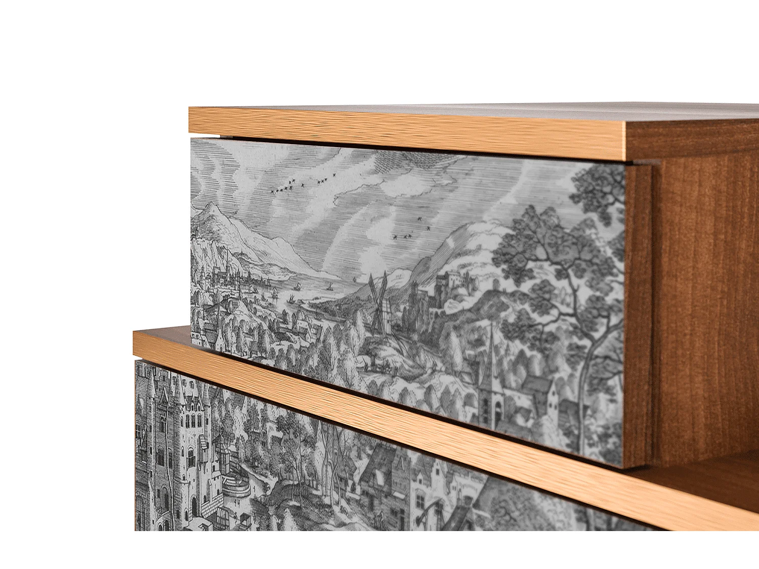 Table de nuit - 58х58х41 cm - NS1 - Bird Dropping, Noyer