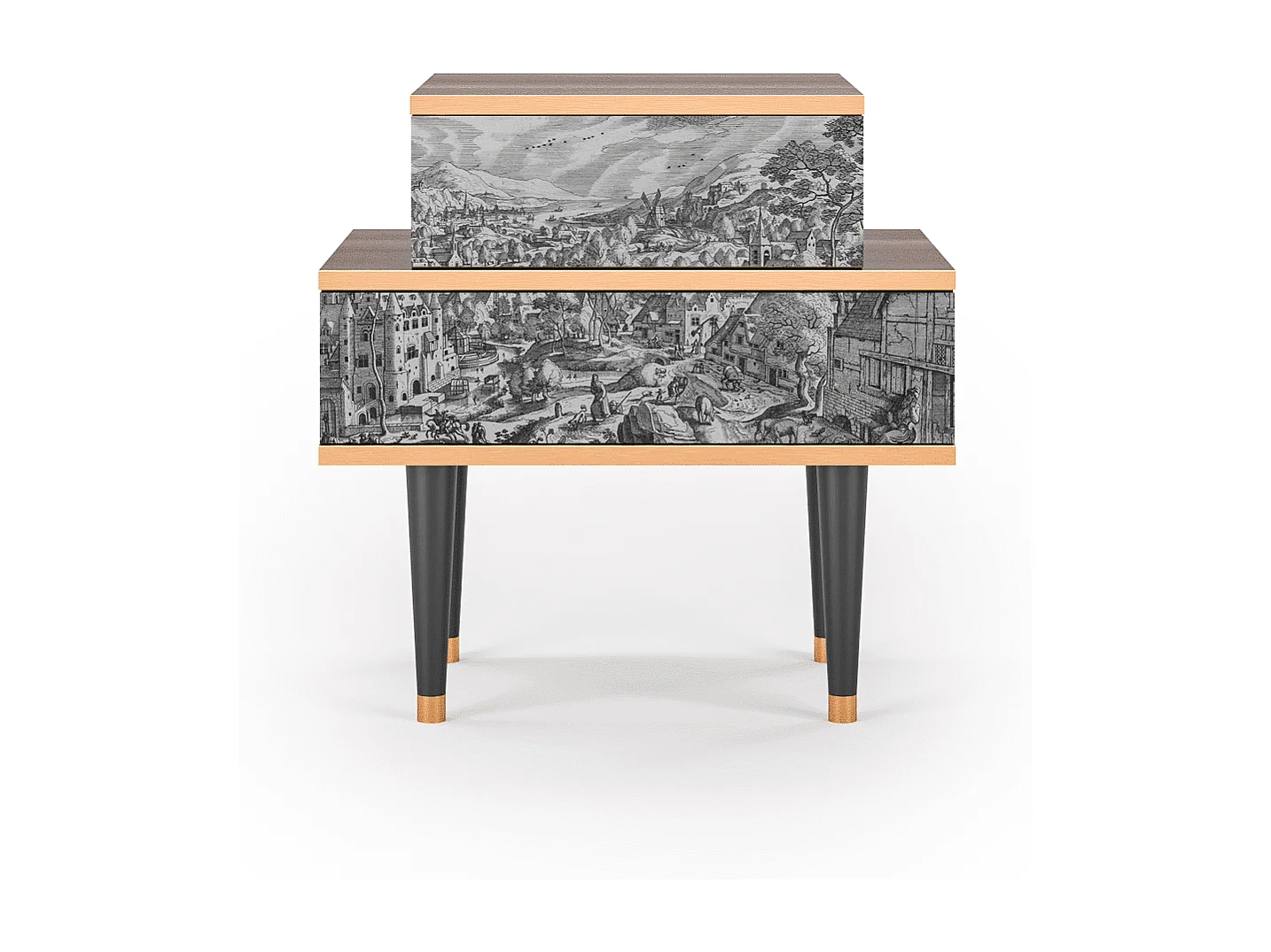 Table de nuit - 58х58х41 cm - NS1 - Bird Dropping, Noyer