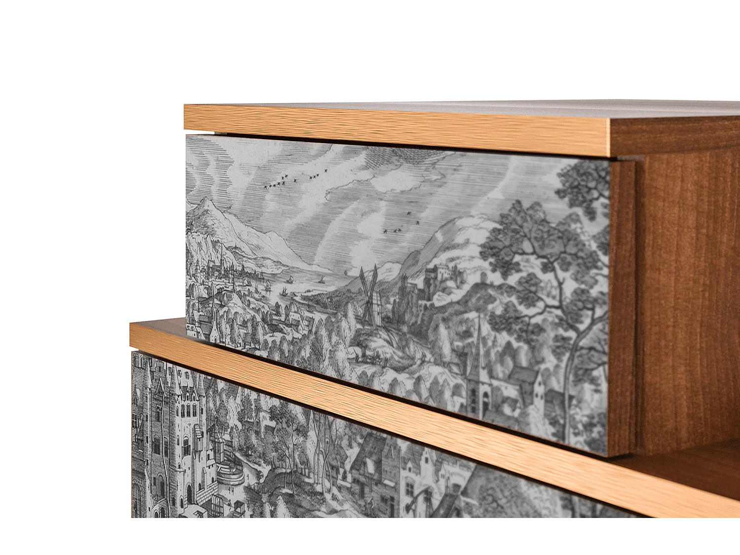 Table de nuit - 58х58х41 cm - NS1 - Bird Dropping, Noyer