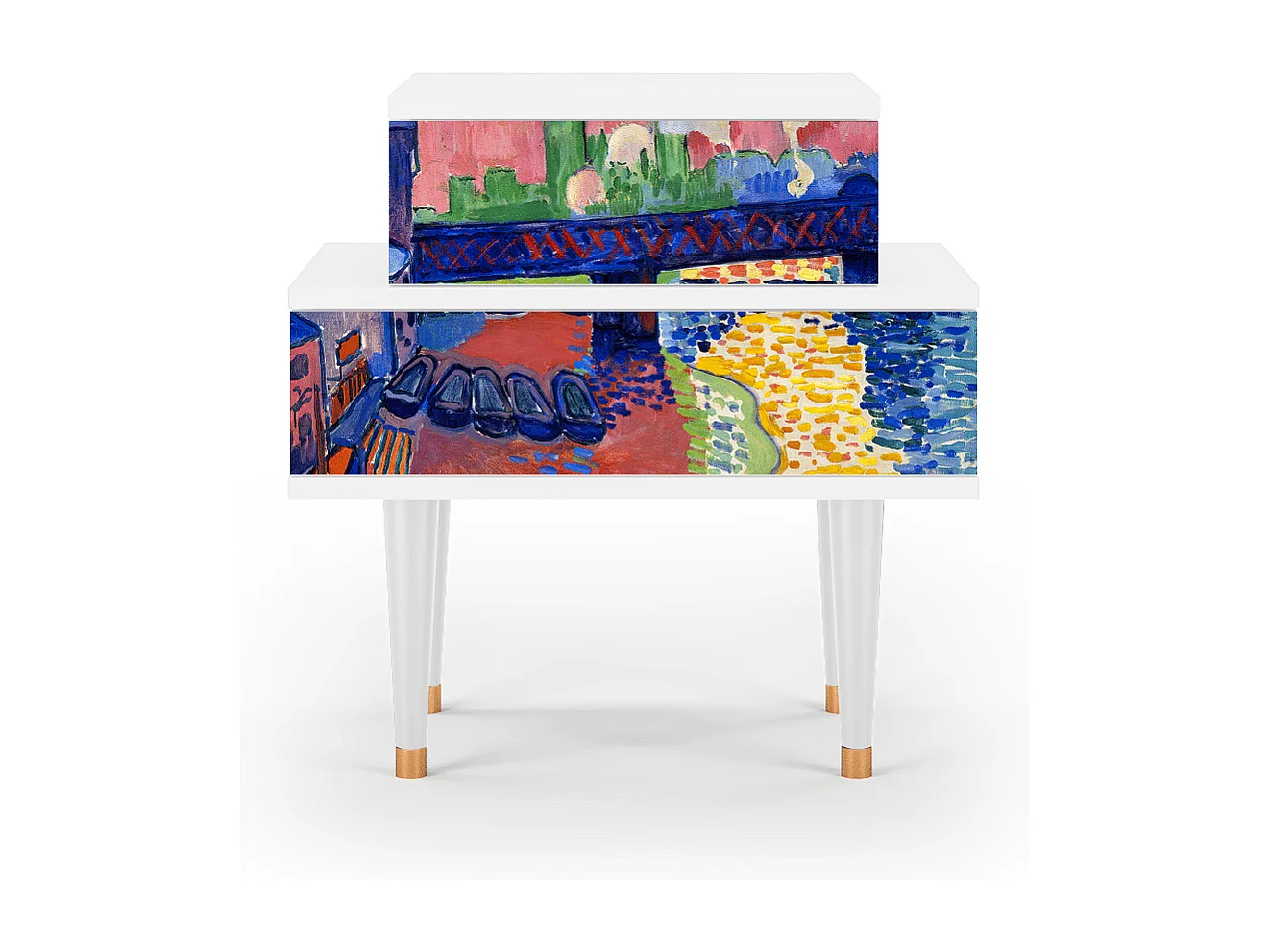 Nachtkastje - 58х58х41 cm - NS1 - Charing Cross Bridge, Wit