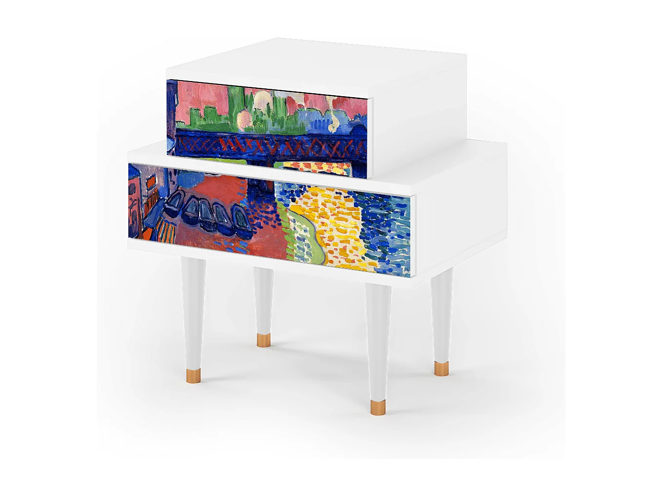 Nachtkastje - 58х58х41 cm - NS1 - Charing Cross Bridge, Wit