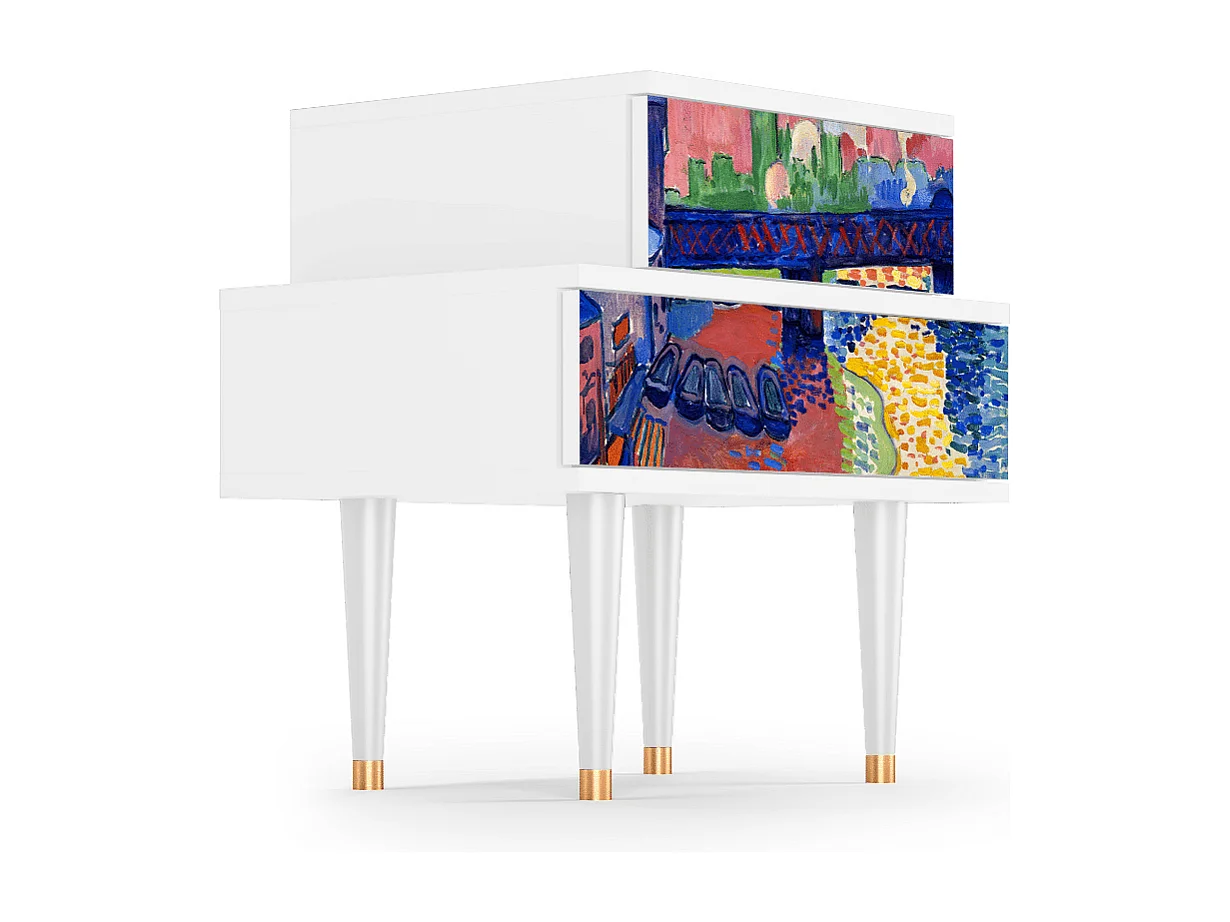 Nachtkastje - 58х58х41 cm - NS1 - Charing Cross Bridge, Wit