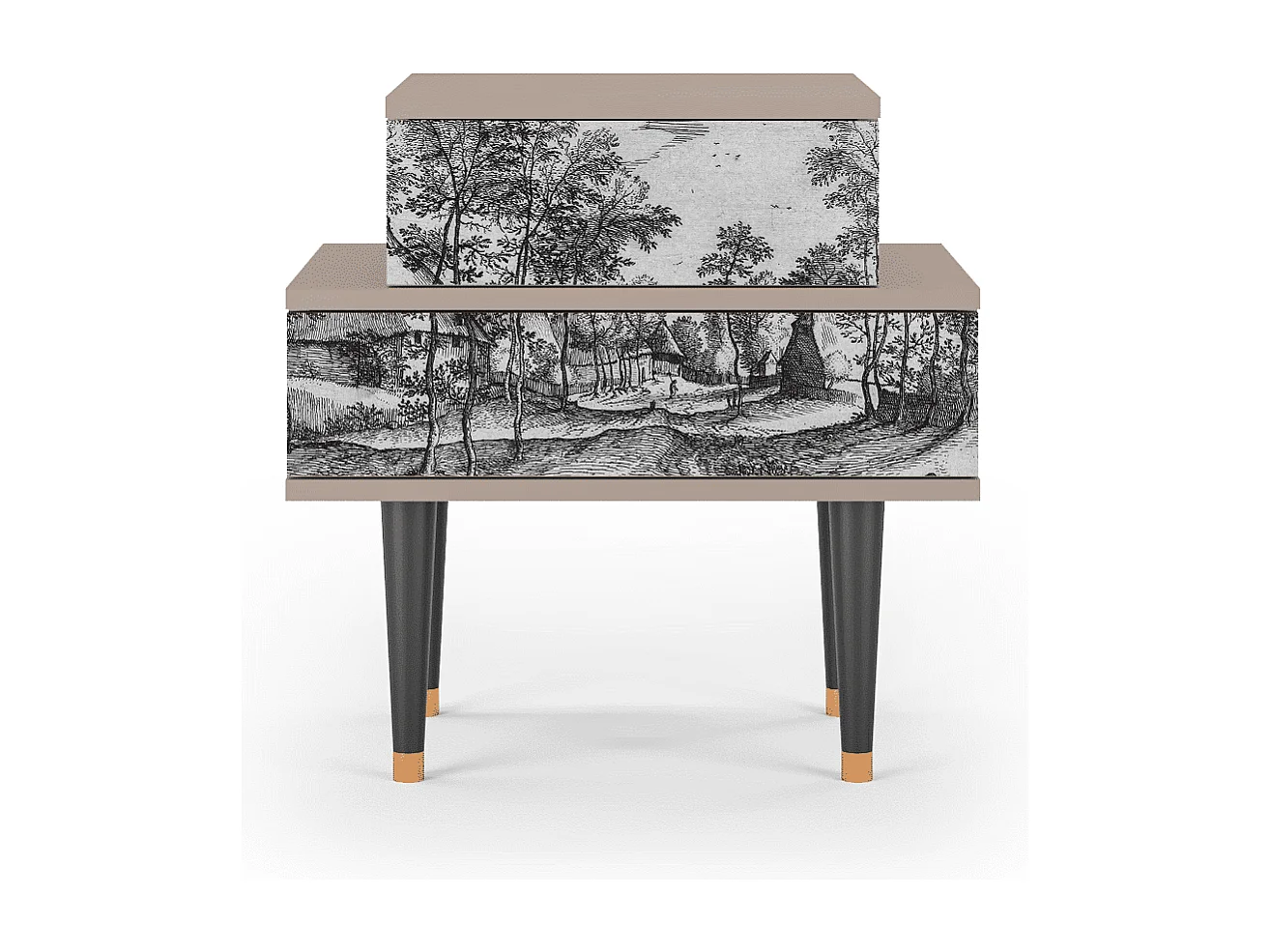 Table de nuit - 58х58х41 cm - NS1 - Village Road, Latte