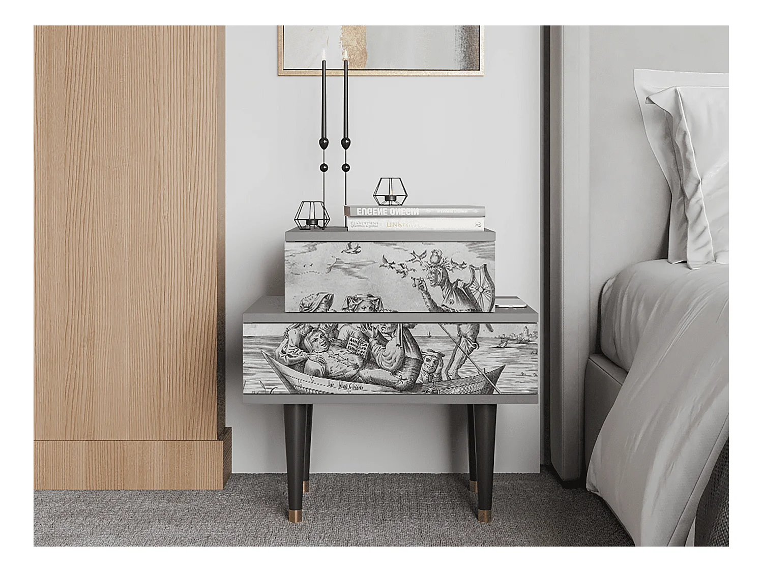 Table de nuit - 58х58х41 cm - NS1 - Blau Schuyte, Gris