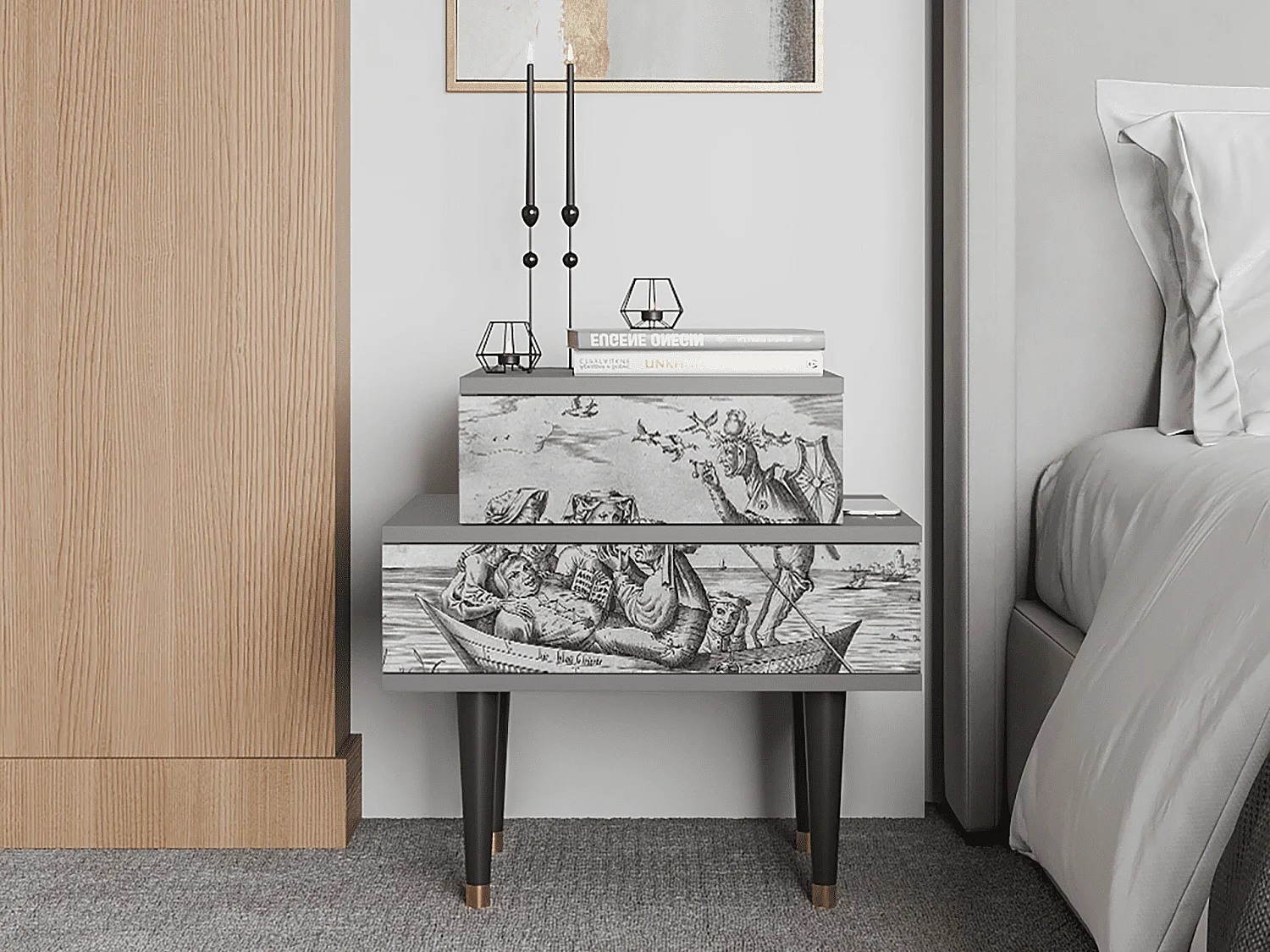 Table de nuit - 58х58х41 cm - NS1 - Blau Schuyte, Gris