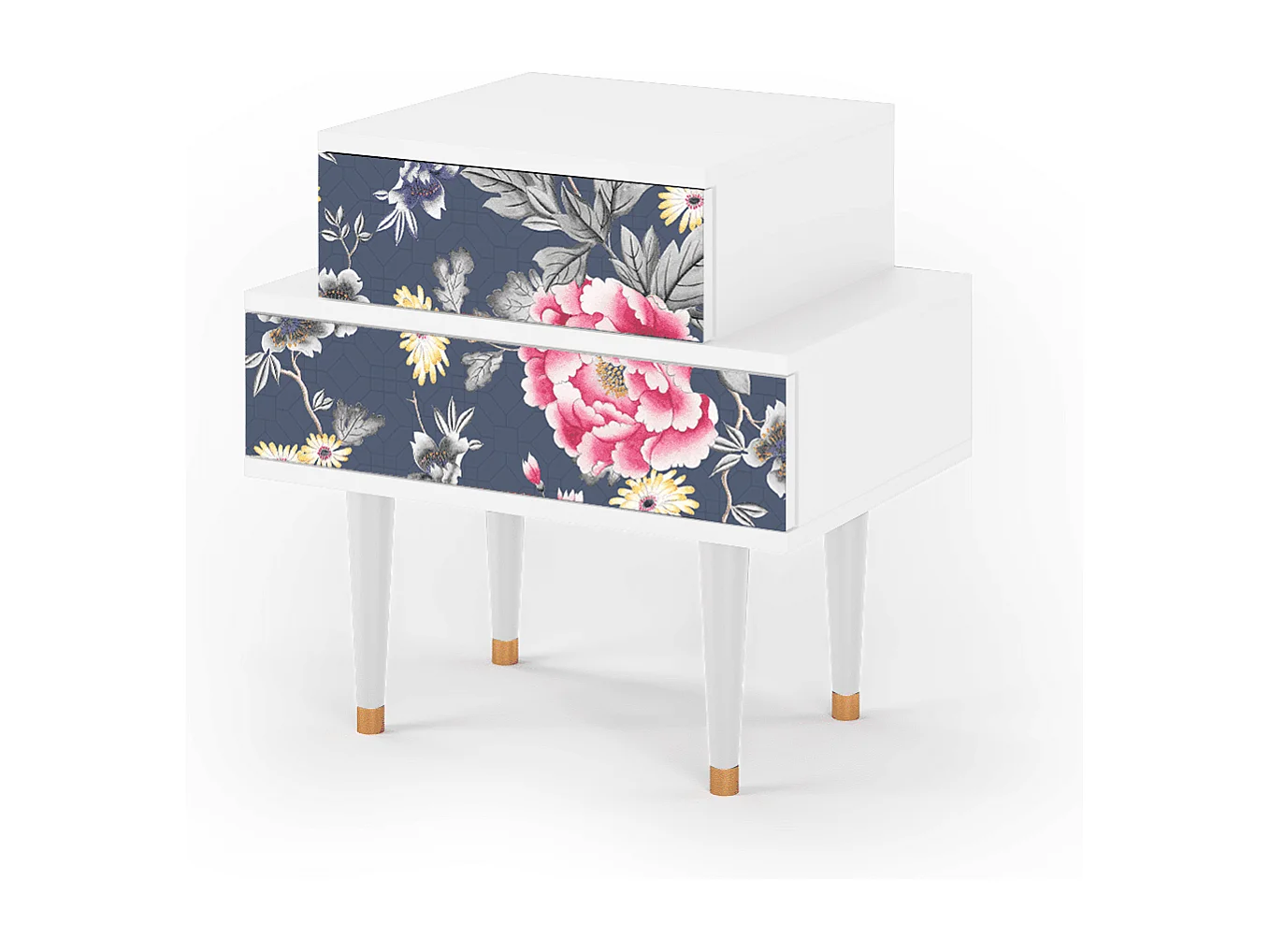 Nachtkastje - 58х58х41 cm - NS1 - Dark Flower Bed, Wit