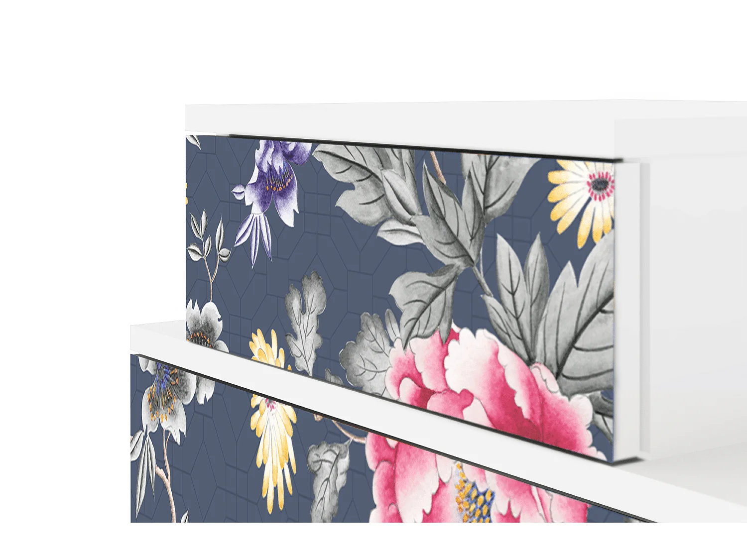 Nachtkastje - 58х58х41 cm - NS1 - Dark Flower Bed, Wit