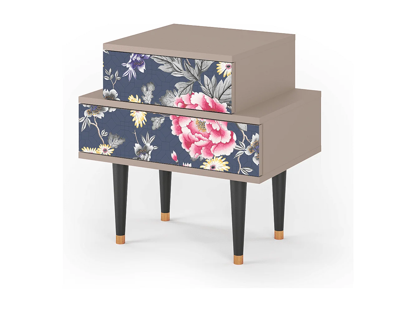 Stolik nocny - 58х58х41 cm - NS1 - Dark Flower Bed, Latte