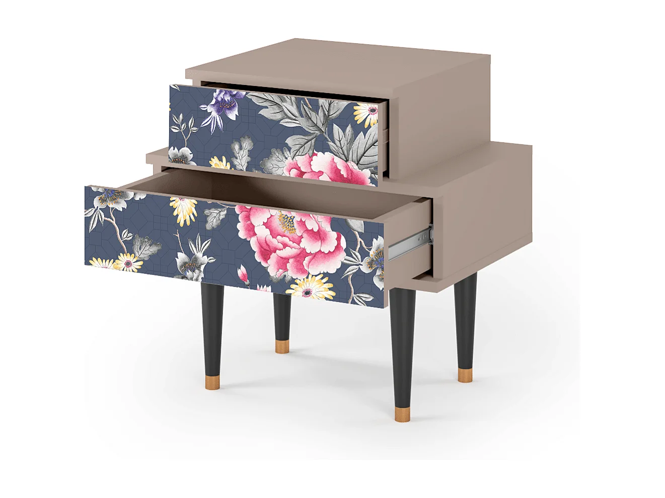 Stolik nocny - 58х58х41 cm - NS1 - Dark Flower Bed, Latte