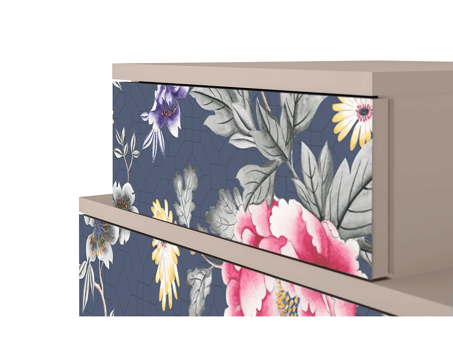 Stolik nocny - 58х58х41 cm - NS1 - Dark Flower Bed, Latte