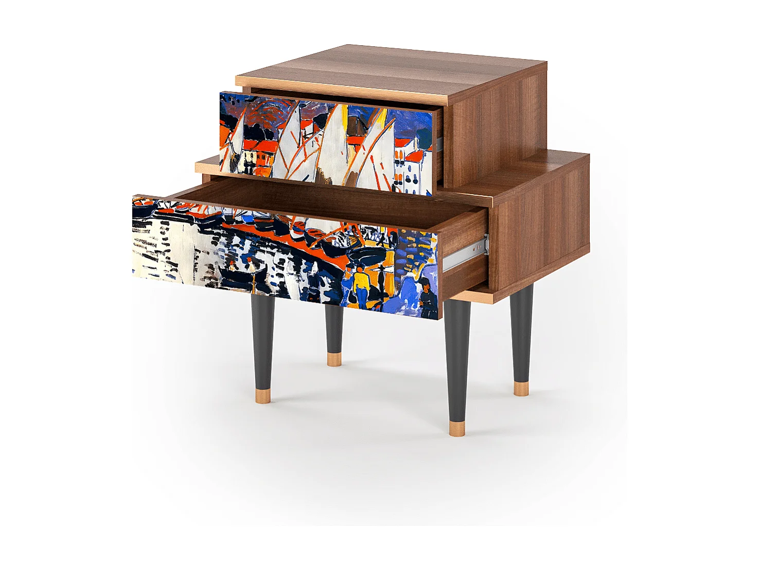 Stolik nocny - 58х58х41 cm - NS1 - Le Séchage des voiles , Orzech