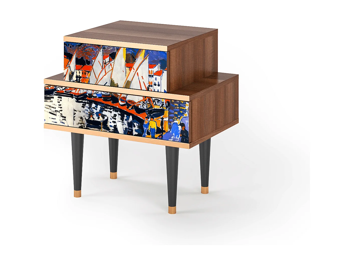 Table de nuit - 58х58х41 cm - NS1 - Le Séchage des voiles , Noyer