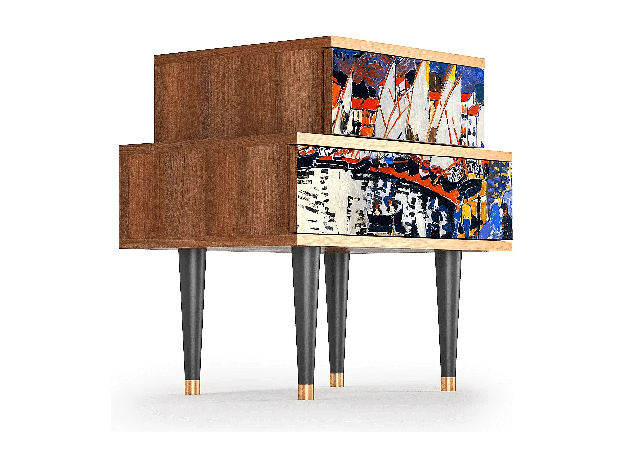 Table de nuit - 58х58х41 cm - NS1 - Le Séchage des voiles , Noyer