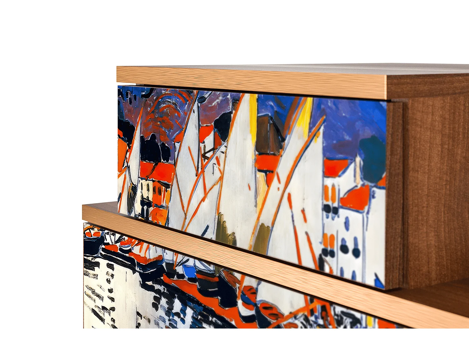 Table de nuit - 58х58х41 cm - NS1 - Le Séchage des voiles , Noyer