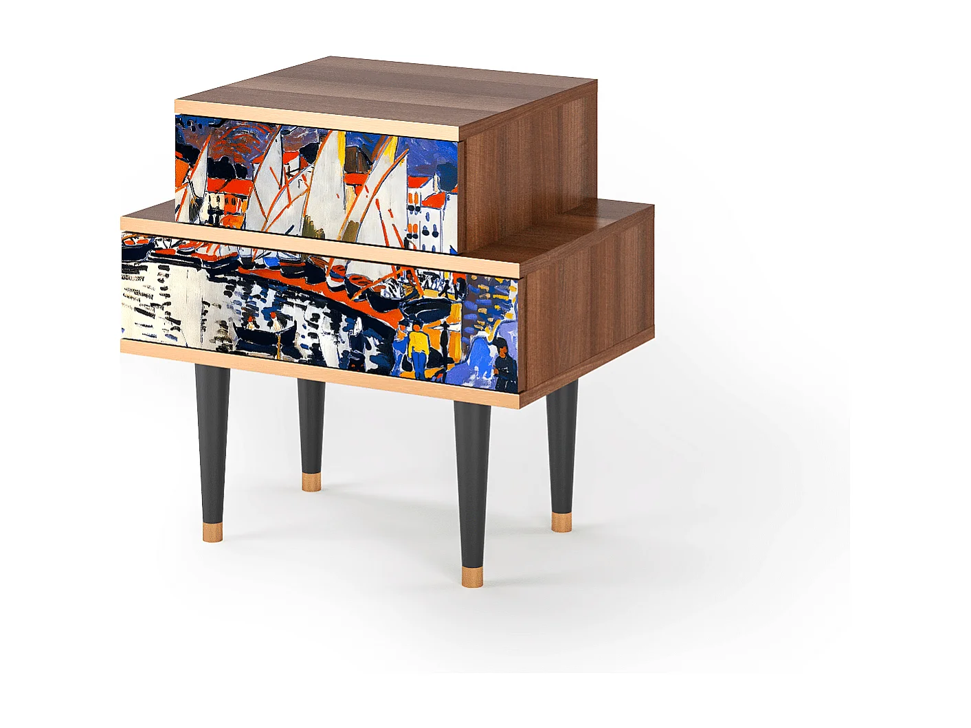 Stolik nocny - 58х58х41 cm - NS1 - Le Séchage des voiles , Orzech